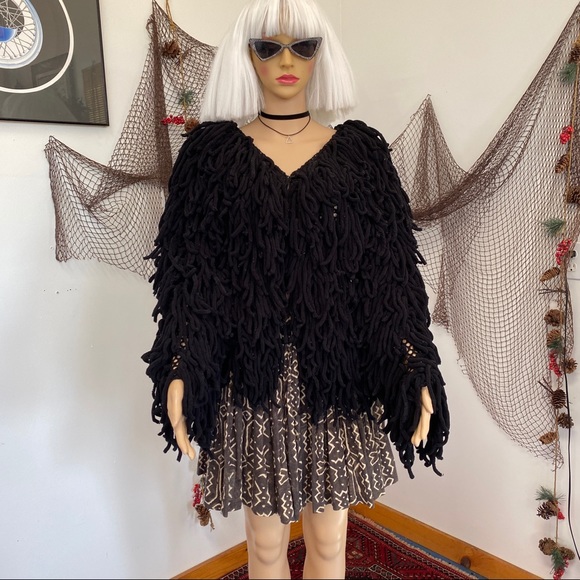 Loopy LANSHIFEI Sweaters - 🌈SALE🌈Black Chenille "Loopy" FRINGE Shag Sweater